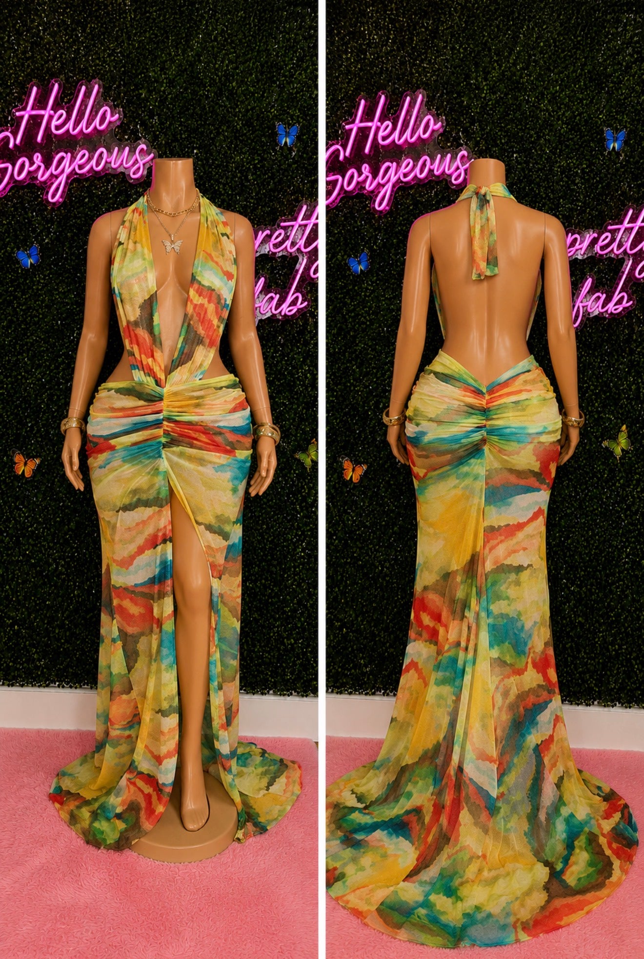 Sunset Mirage Mesh Maxi Dress
