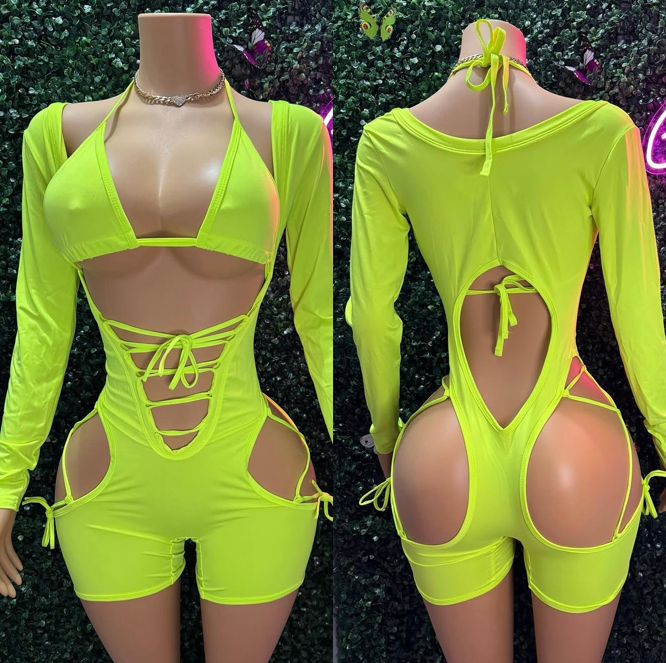 Neon yellow Bottle Girl Outfit