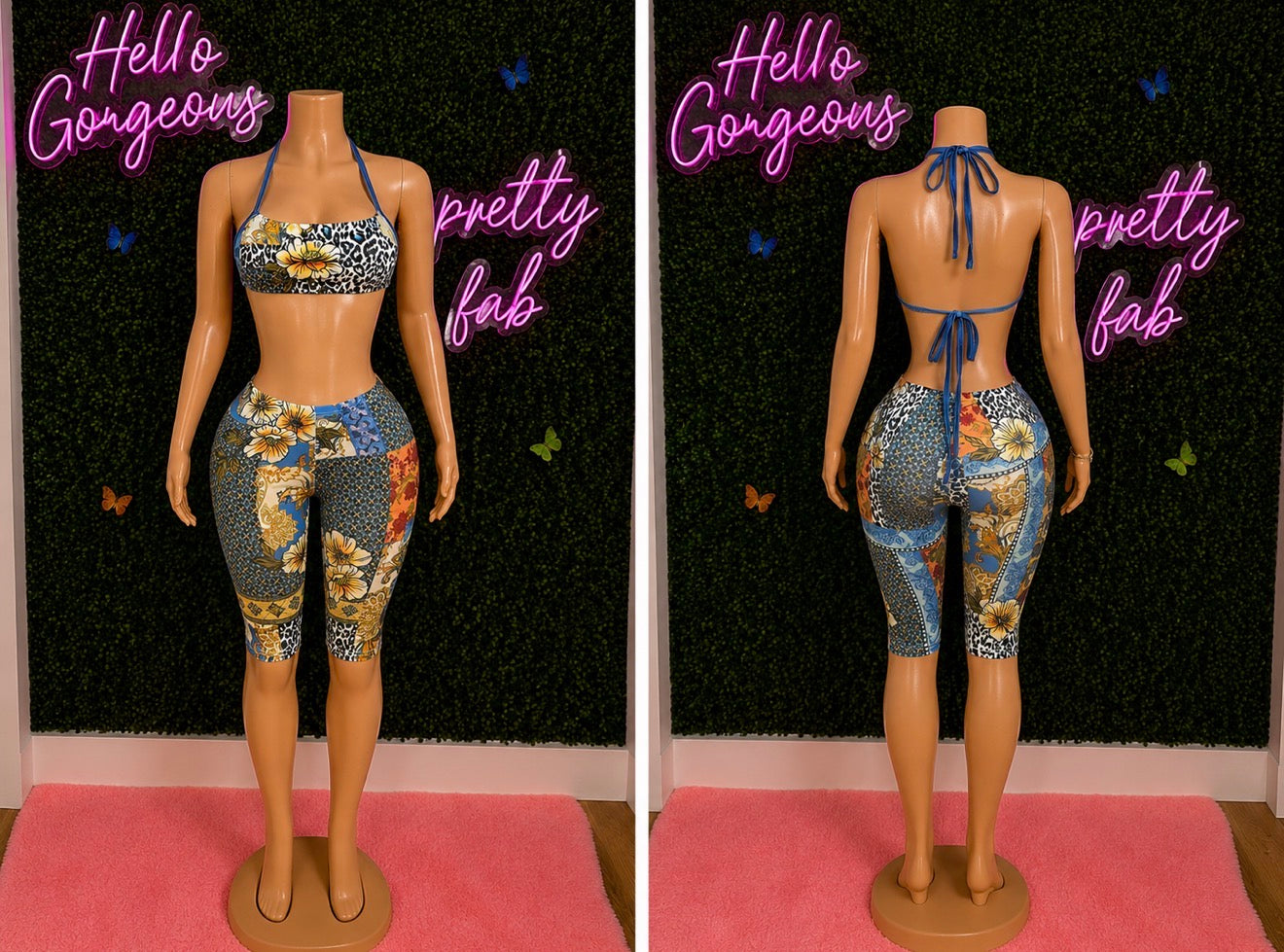 Two piece biker short set