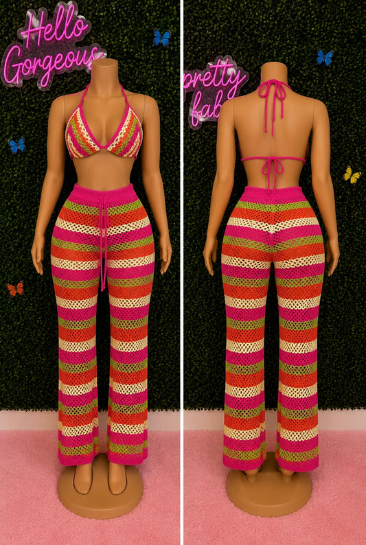 Tropical Bliss Crochet Pant Set (5’5 and under)